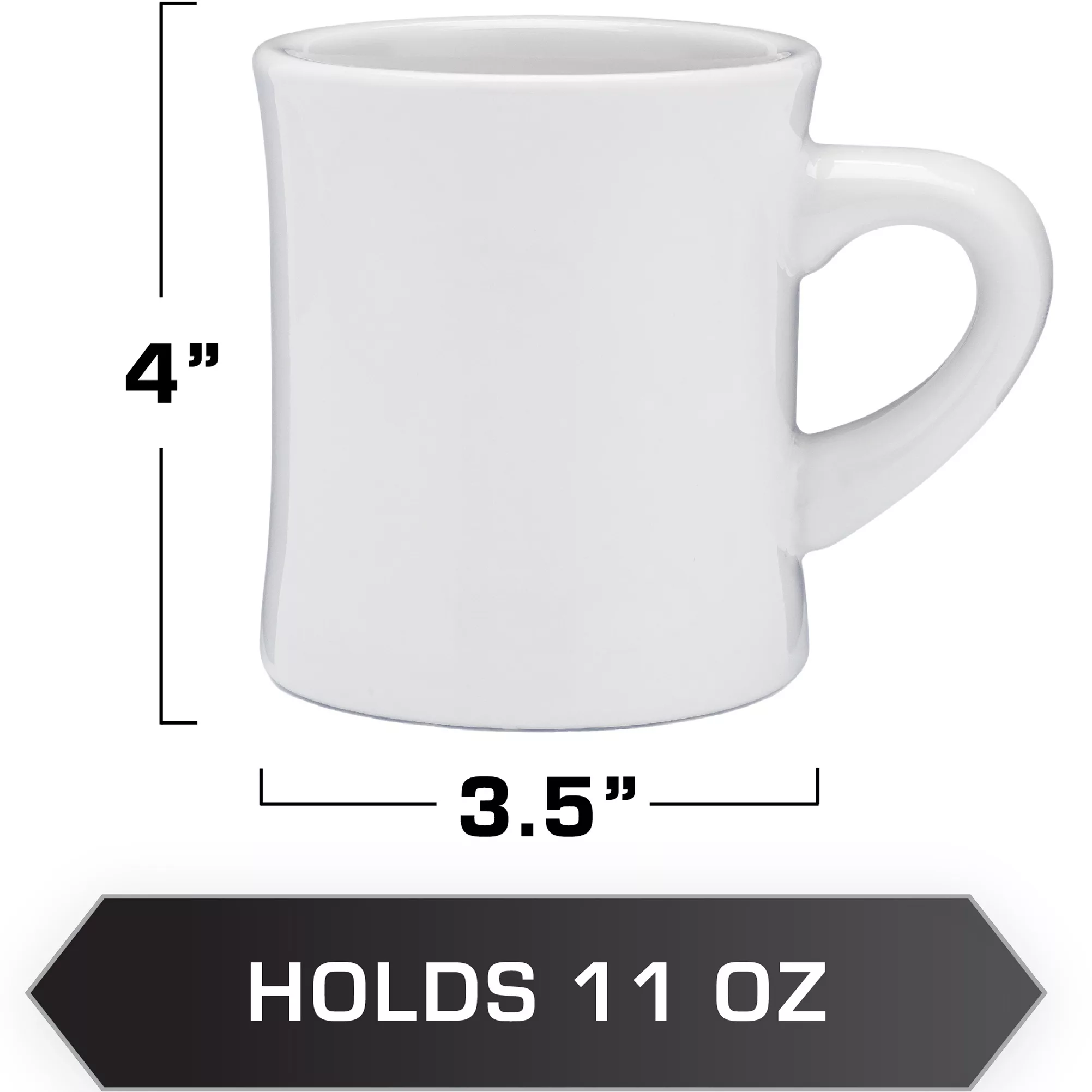 3 - Diner Coffee Mugs 11oz 11 oz White Coffee Mug
