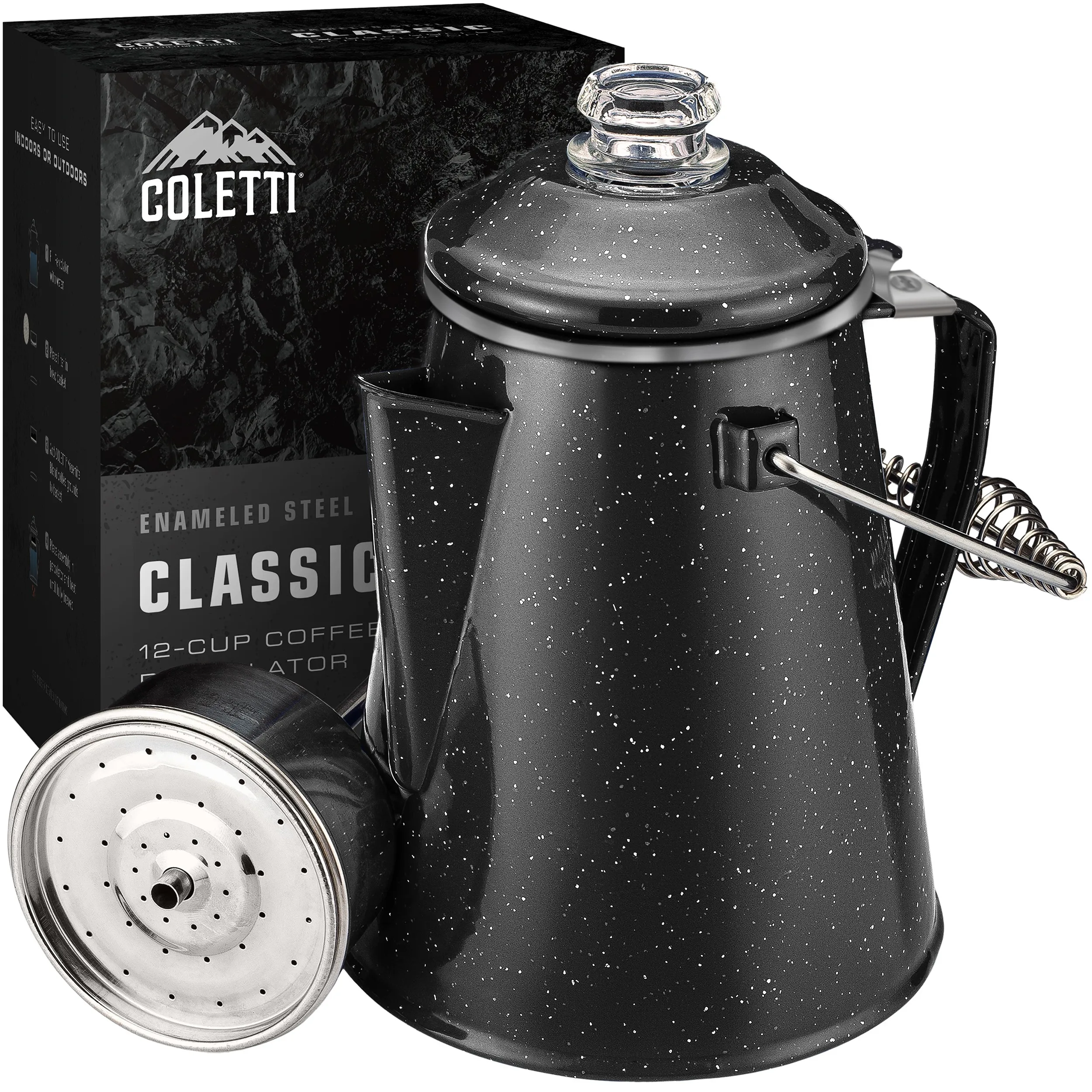 Enamel Percolator Camping Coffee Maker Black Enamel Percolator Camping Coffee Maker