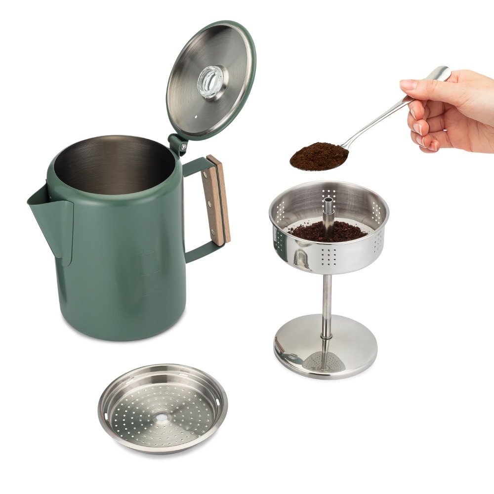 green camping coffee makers